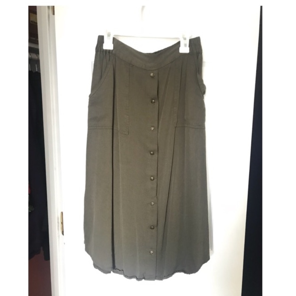 Forever 21 Contemporary Army Green Midi Skirt